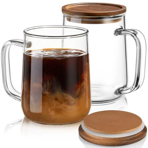 Authentic Large Glass Coffee Mugs 2 Count Sustainable