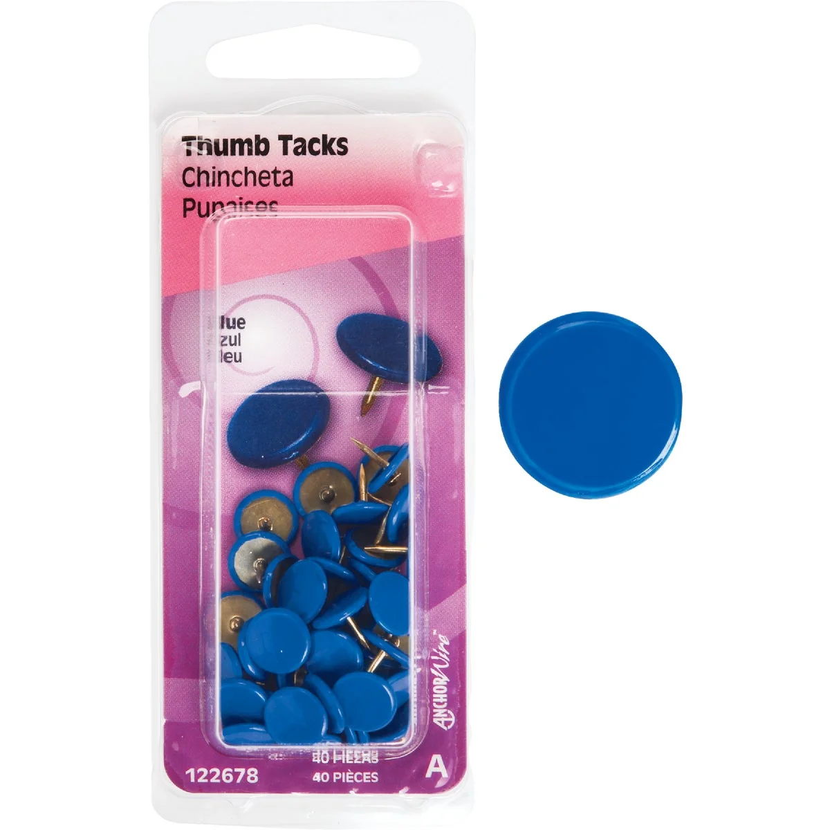Selected Hillman Anchor Wire Blue 23 64 In. x 15 64 In. Thumb Tack 40 Ct. Trendy