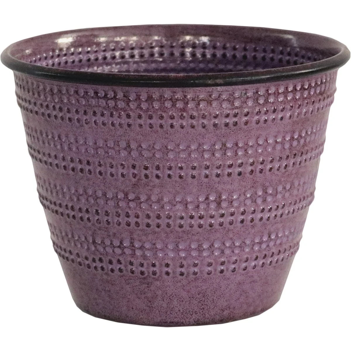 Organic Robert Allen Cobblestone 4.75 In. x 6.38 In. x 6.38 In. Metal Plum Planter Sophisticated