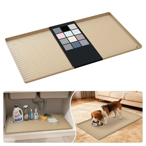 Sophisticated Waterproof Silicone Under Sink Mat 34'' x 19'' Shelf Liner for Kitchen and Bathroom Authentic