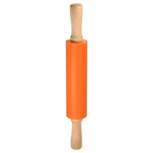 Outstanding Silicone Rolling Pins for Baking 15 Inch Wooden Handle Non Stick Rolling Pin Small Roller Playdough Rolling Pins for Dough Pizza Pastry Fondant Kitchen Functional
