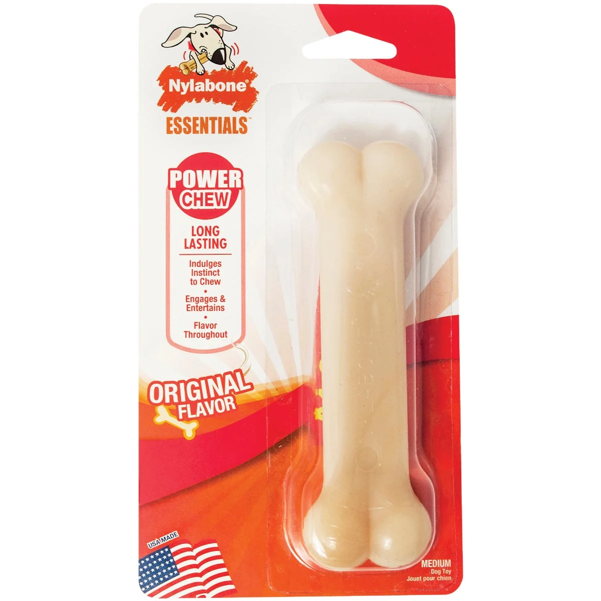 Professional Nylabone Essentials Power Chew Bone Medium Dog Toy Versatile