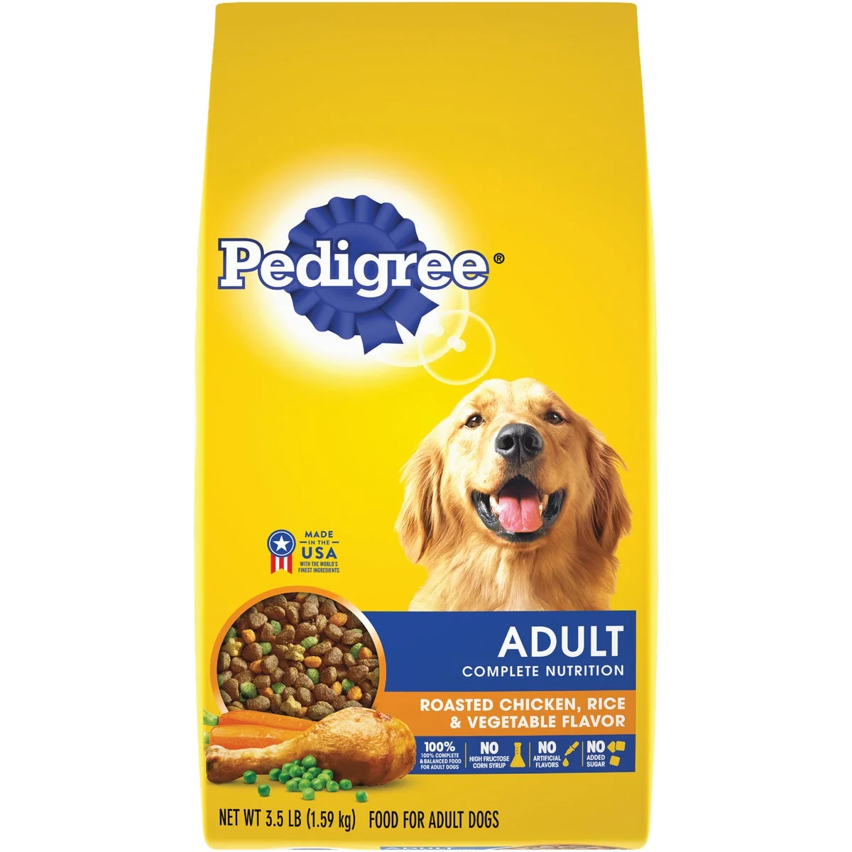 Proven Pedigree Complete Nutrition 3.5 Lb. Roasted Chicken Rice Vegetable Adult Dry Dog Food Enhanced