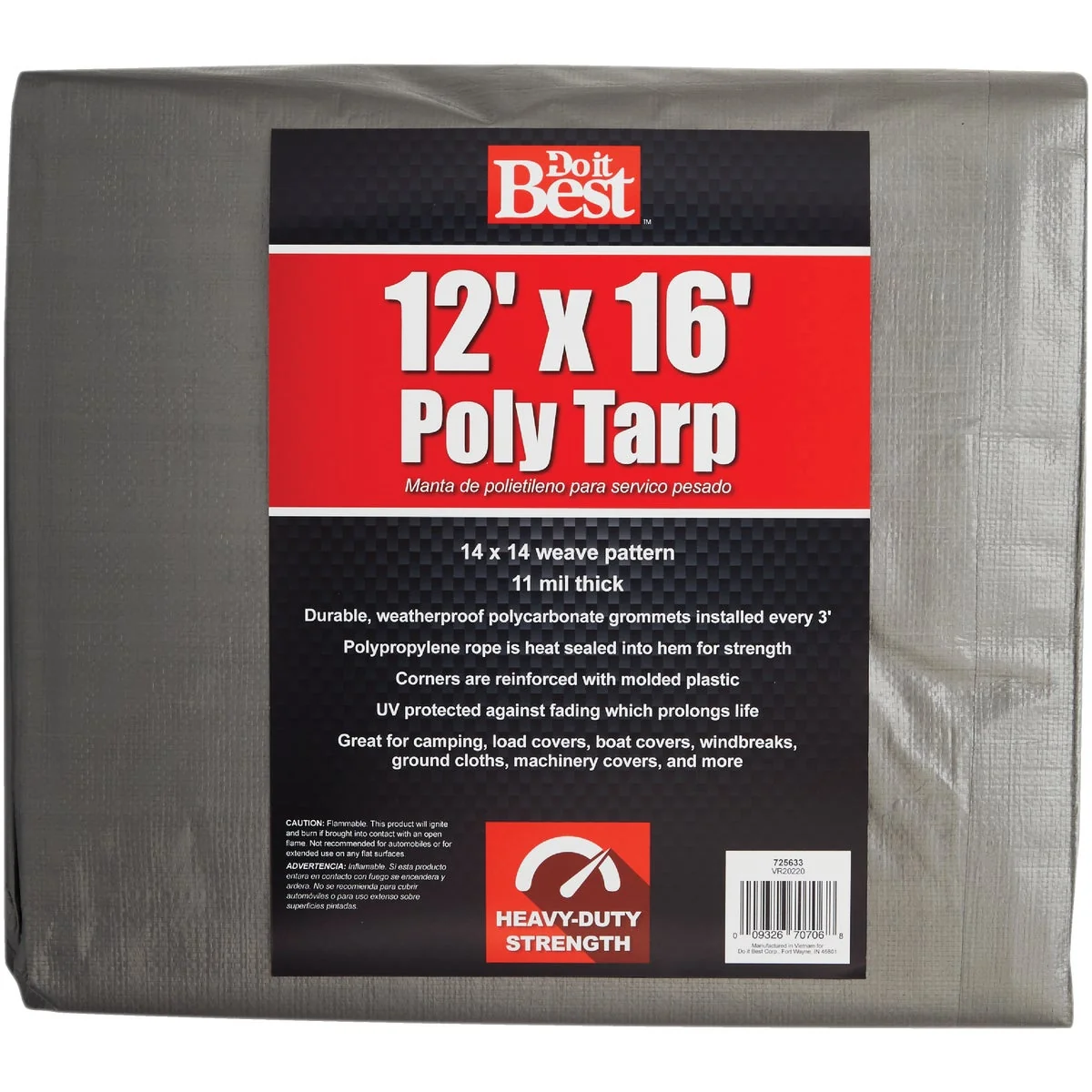 Verified Do it Silver Woven 12 Ft. x 16 Ft. Heavy Duty Poly Tarp High-Grade
