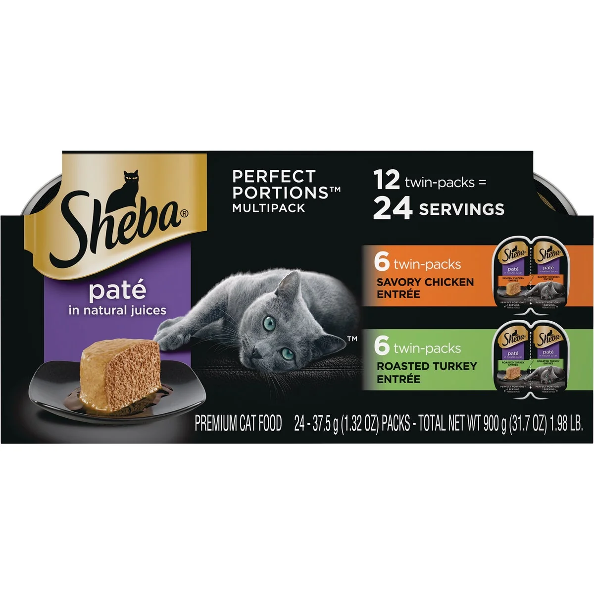 Minimalist Sheba Portions Pate Adult Savory Chicken Roasted Turkey Wet Cat Food 12-Pack Smart