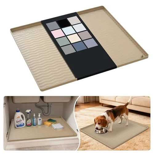 Responsible Waterproof Silicone Under Sink Mat 25'' x 22'' Shelf Liner for Kitchen and Bathroom 550 sq inch Reusable