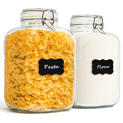 Breathable Square Glass Pantry Jars with Airtight Lids 1.1 Gallon 2 Pack Large 2 Count Optimized