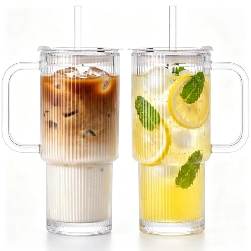 Enhanced 18oz Iced Coffee Cups with Lids and Straws Refined