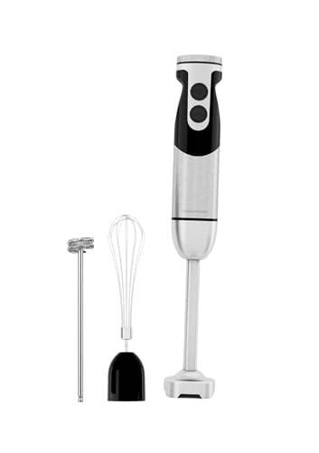 Comfortable 3-in-1 Immersion Hand Blender Powerful MOTOR 12-Speed Stick Blender with Sturdy Titanium Plated Stainless Steel Blades Enhanced