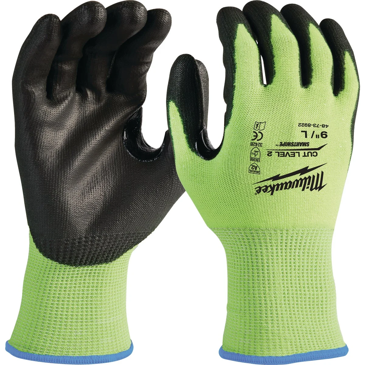 Dependable Milwaukee Unisex Large Cut Level 2 High Vis Polyurethane Dipped Glove Original Design