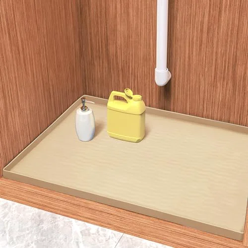 Fast Waterproof Silicone Under Sink Mat 31'' x 22'' Shelf Liner for Kitchen and Bathroom Recyclable