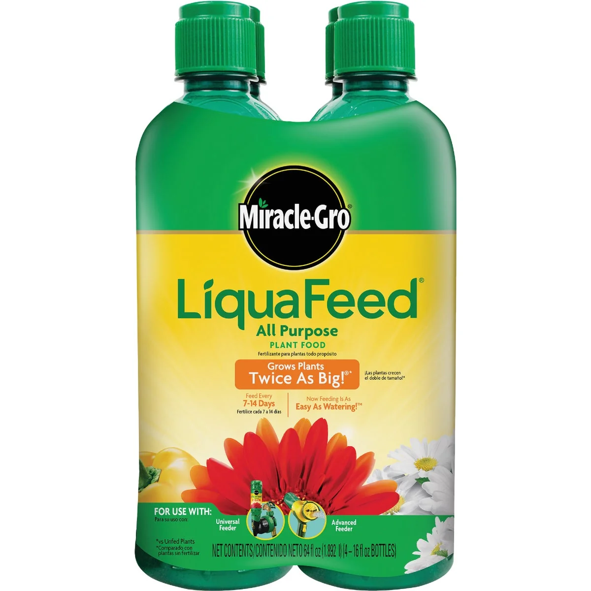 Official -Gro LiquaFeed 16 Oz. Ea. 12-4-8 Ready To Use Liquid Plant Food 4-Pack First-Class