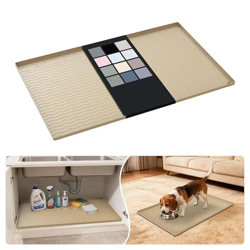 Top-Quality Waterproof Silicone Under Sink Mat 34'' x 22'' Shelf Liner for Kitchen and Bathroom Solid