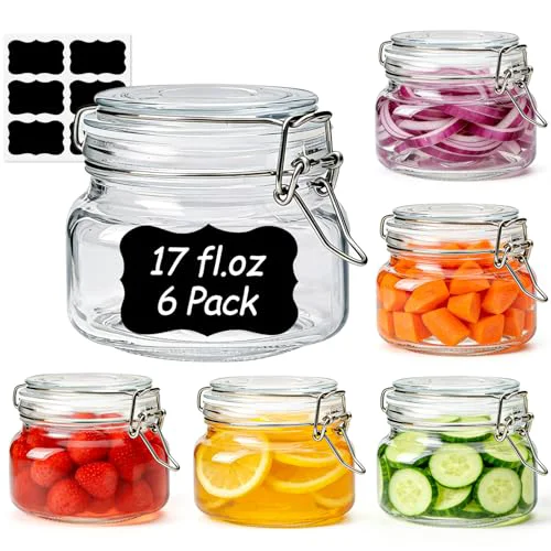 Convenient Square Glass Food Jars 17 oz 6 Pack for Pickling and Herbs Storage 6 Count Pure