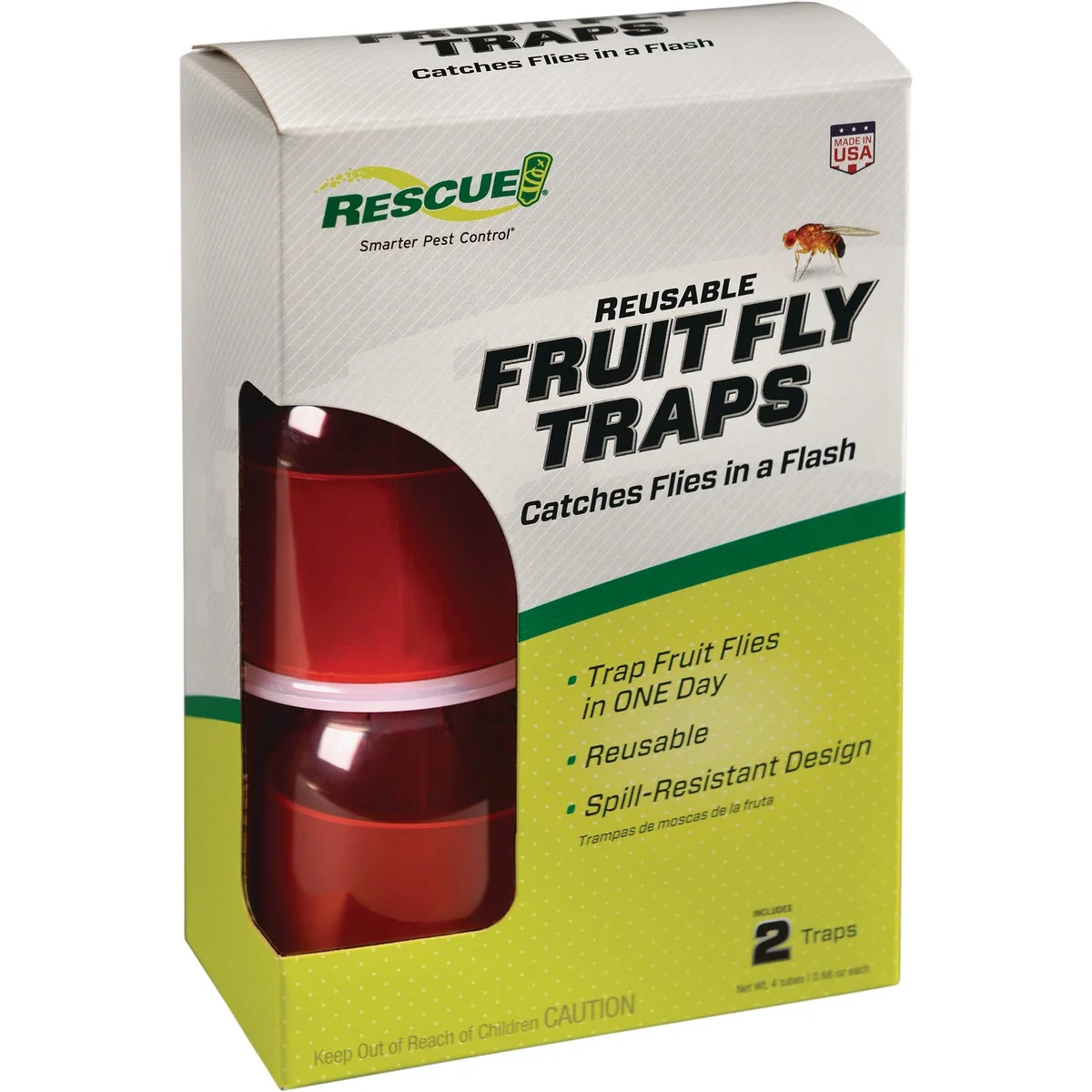 Efficient Rescue Reusable Fruit Fly Trap 2-Pack Environmentally Friendly