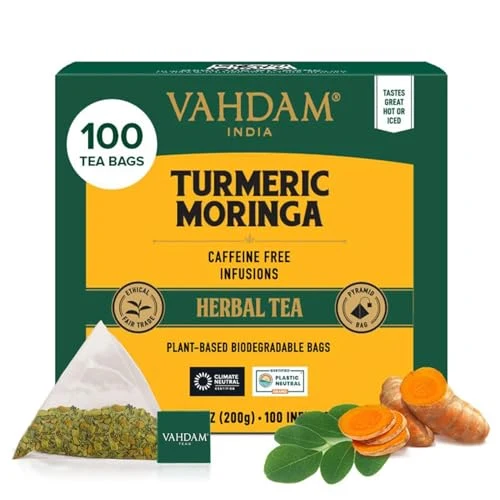 Traditional Turmeric Moringa Tea Bags 100 Count Elite