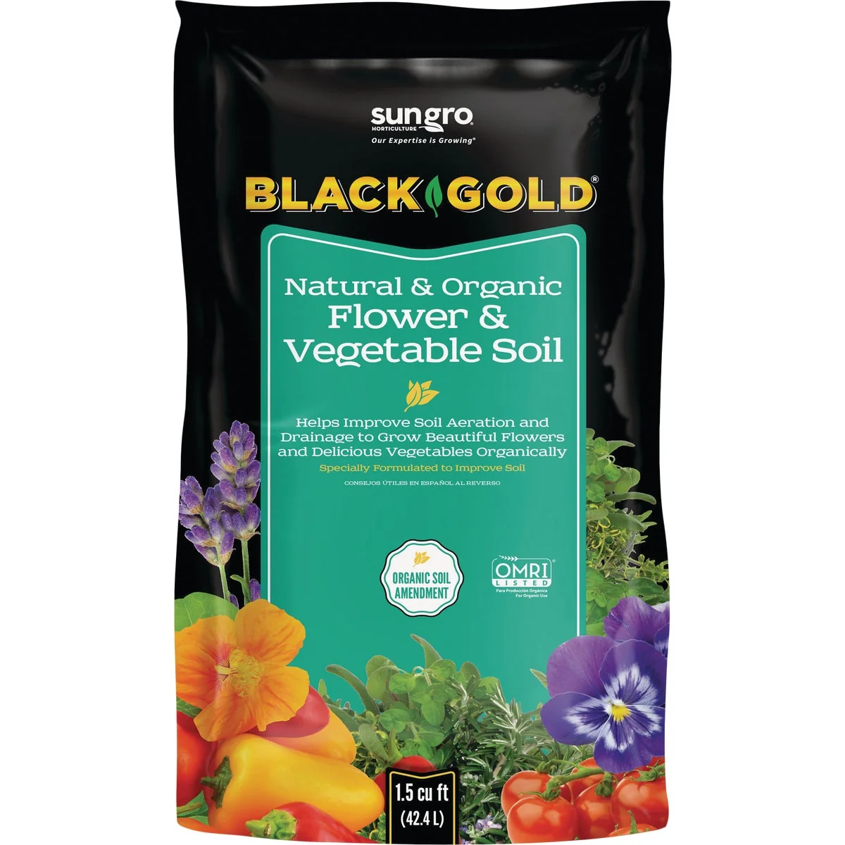 High-Performance Black Gold 1.5 Cu. Ft. 23 Lb. Natural Organic Flower Vegetable Potting Soil Smart