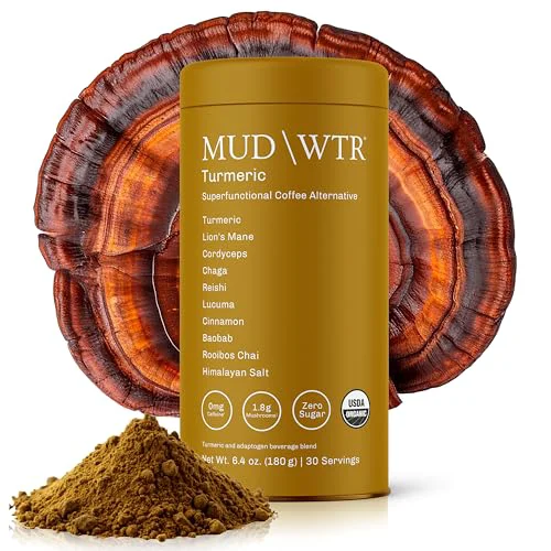 Recyclable MUDWTR Turmeric Decaf Mushroom Drink 6.4 Ounce Sustainable