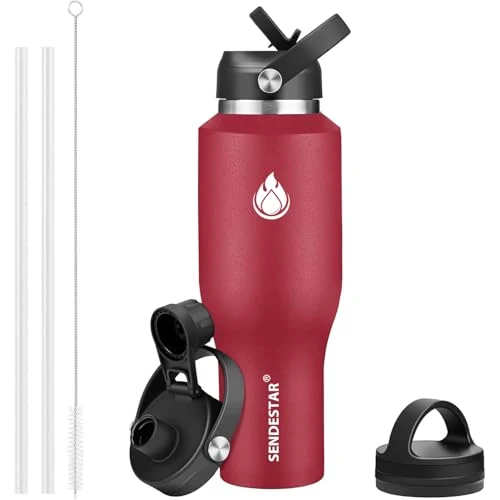 Elegant 40oz Water Bottle Wide Mouth Stainless Steel Vacuum Insulated Double Wall with Straw Lids Fit in Any Car Cup Holder Quality