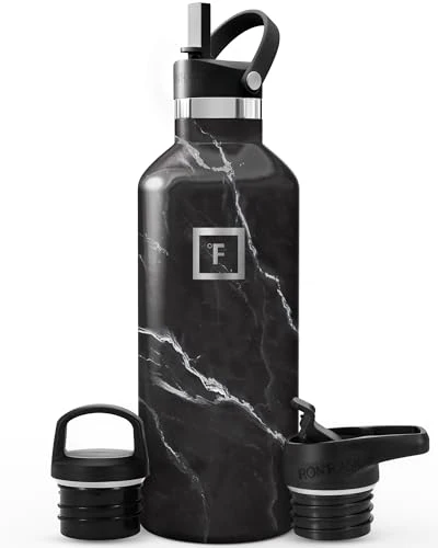 Elegant 32 oz Narrow Mouth Water Bottle with 3 Lids Premium Material