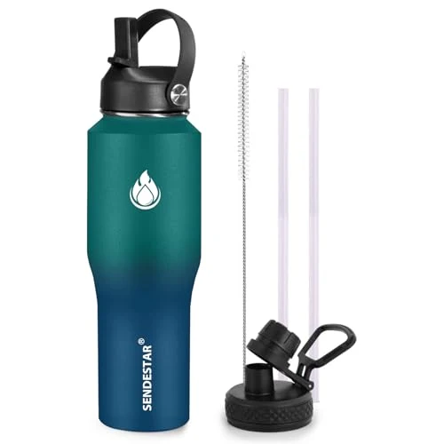 Reliable 32oz Water Bottle Wide Mouth Stainless Steel Vacuum Insulated Double Wall with Straw Lids Fit in Any Car Cup Holder Fine Crafted