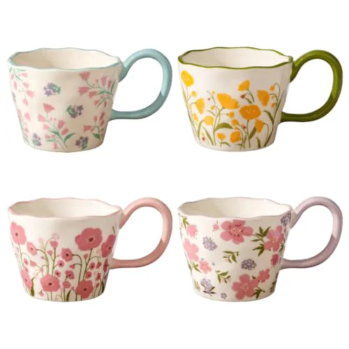 Effective Cute Floral Coffee Mug Set of 4 Versatile