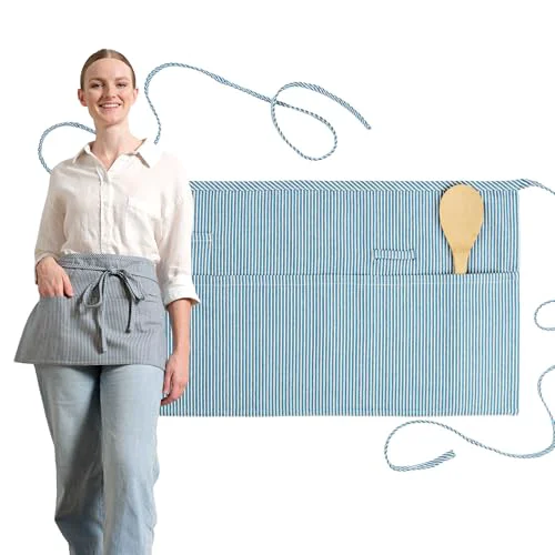 Detailed Chef Waist Aprons for Women with Pockets Durable