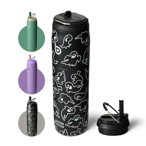 Crafted Stainless Steel Water Bottle with Straw and Lid 32 oz Insulated Cup Stay Cold and Hot Genuine
