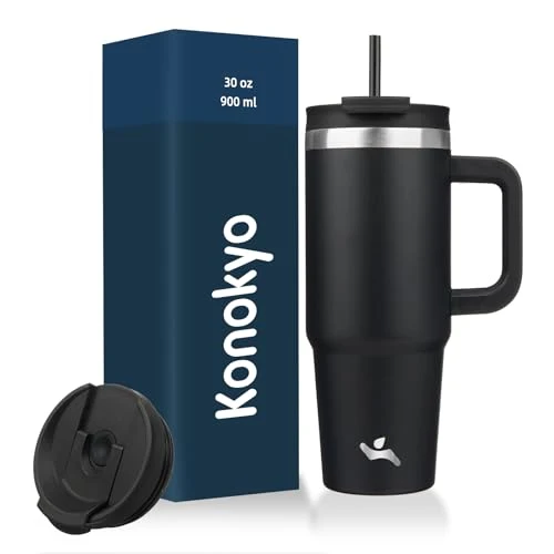 Traditional 30 oz Insulated Tumbler Water Bottle with Handle Lightweight