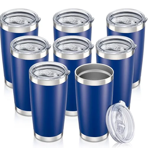 Optimized 20 oz Tumbler with Lid Stainless Steel Insulated Tumblers Bulk Cups Mug 8 Count Prestigious