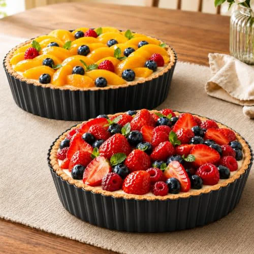 Versatile 9.45 2.2 Inch Quiche Pans 2 Pack. Removable Bottom Authentic