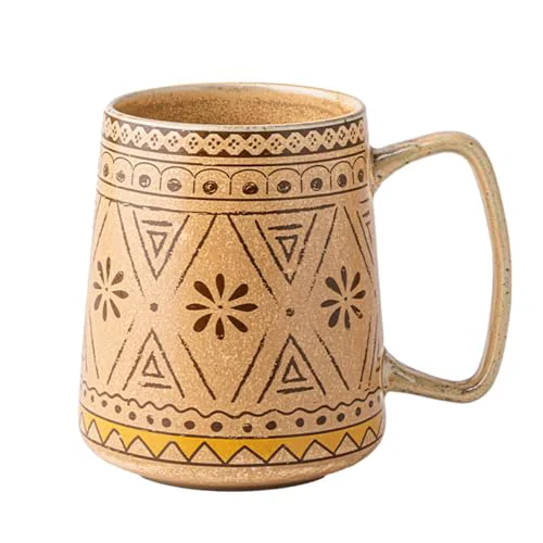 Smooth 24oz Extra Large Ceramic Coffee Mug Vintage Boho Tea Cup with Handle Modern