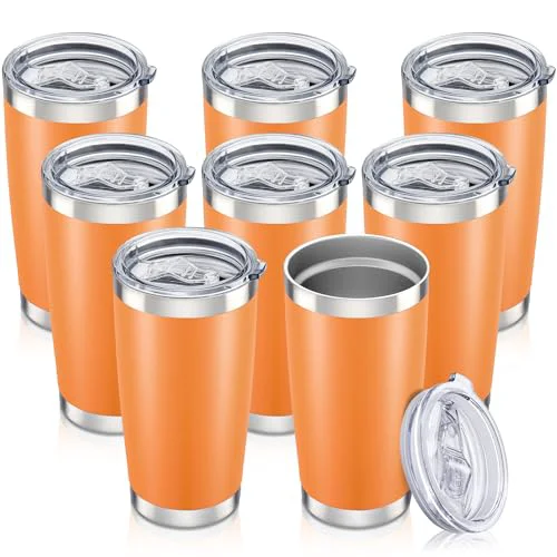 Crafted 20 oz Tumbler with Lid Stainless Steel Insulated Tumblers Bulk Cups Mug 8 Count Verified