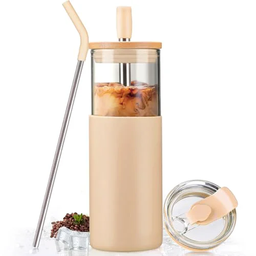 Consistent 24oz Glass Tumbler with Lids and Straws Trusted