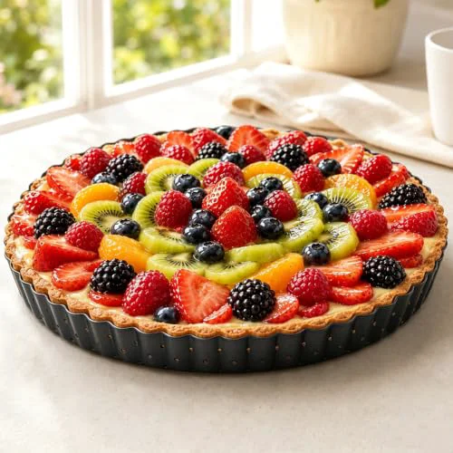 Fashionable 10 Inch Perforated Quiche Pan for Crispy Crust. Removable Bottom Solid