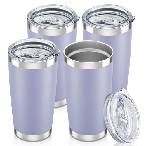 Elegant 20 oz Tumbler with Lid Stainless Steel Insulated Tumblers Bulk Cups Mug 4 Count Premium Material
