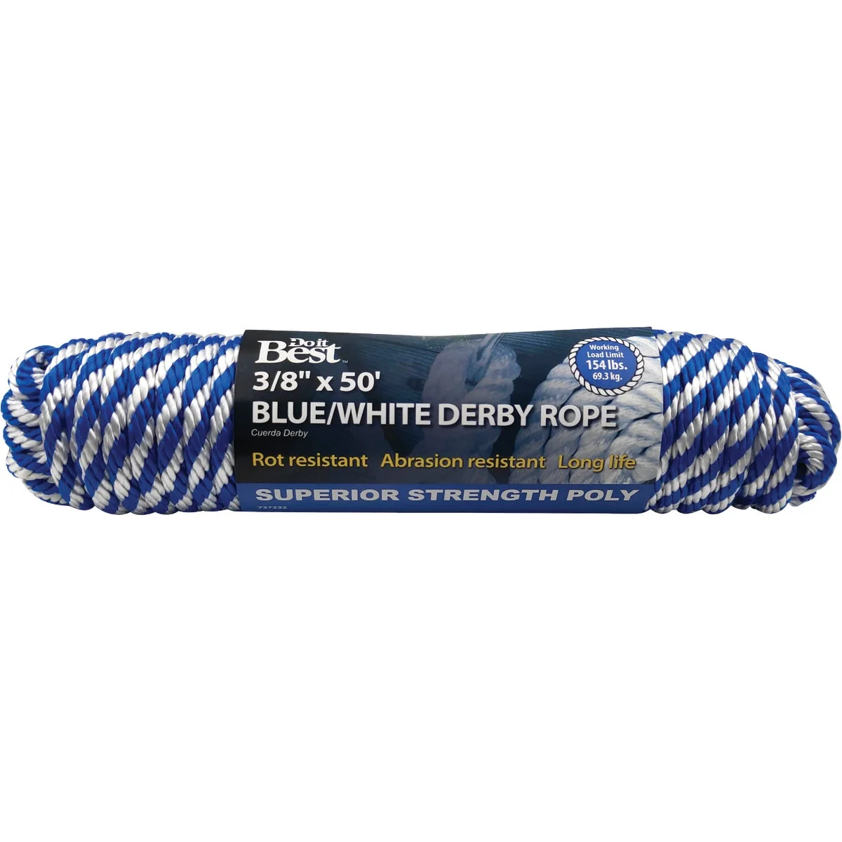 Sophisticated Do it 3 8 In. x 50 Ft. Blue White Derby Polypropylene Packaged Rope First-Class