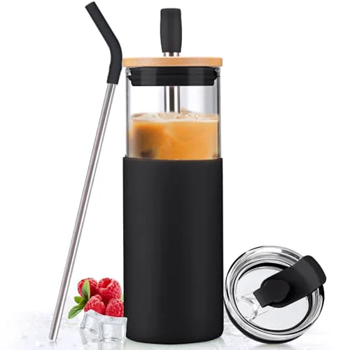 High-Quality 24oz Glass Tumbler with Lids and Straws Healthy