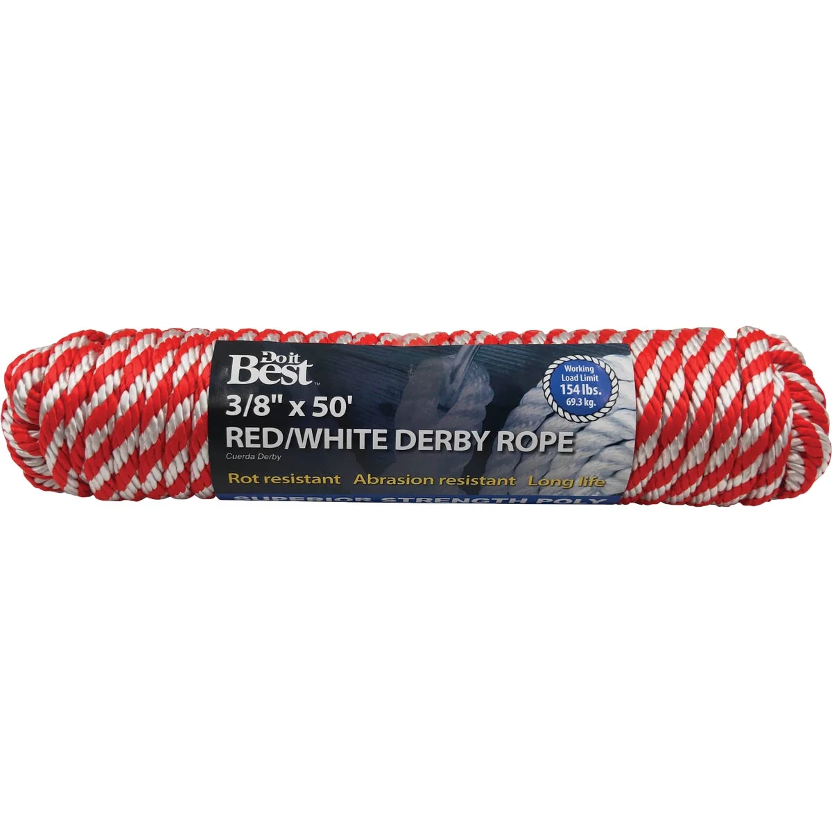 Enhanced Do it 3 8 In. x 50 Ft. Red White Derby Polypropylene Packaged Rope Elegant
