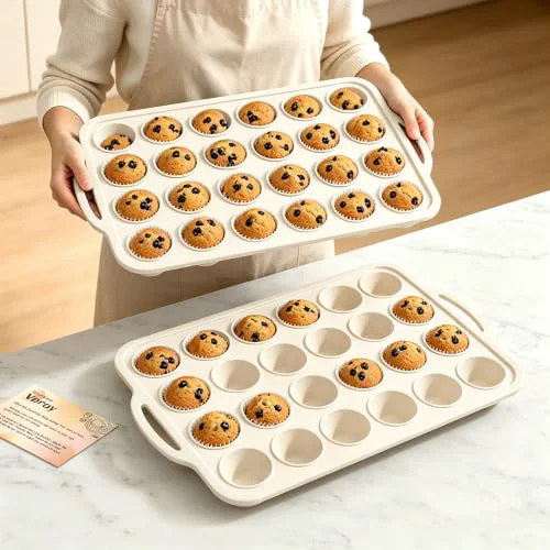 Authentic Beige Mini Silicone Muffin Molds 2 Count Next-Generation