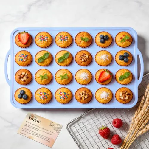 Sustainable Mini Silicone Muffin Pan with Frame Non Stick Cupcake Tin Baking Mold Breathable