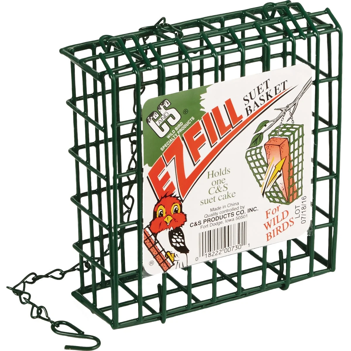 Environmentally Friendly C S EZ Fill Green 1-Cake Metal Suet Feeder Specialty