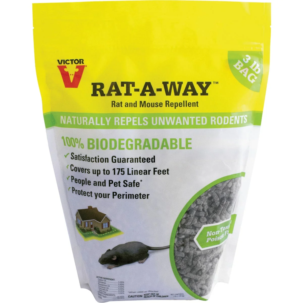 Prestigious Victor Rat-A-Way 3 Lb. Granular Natural Rat Mouse Repellent Long-Lasting