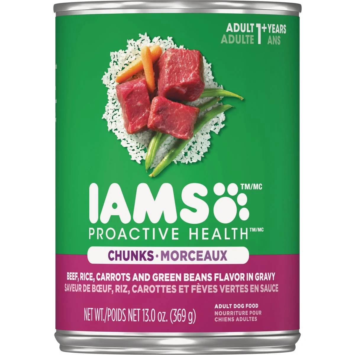 Original Design IAMS Proactive Health Beef Adult Wet Dog Food 13 Oz. Enhanced