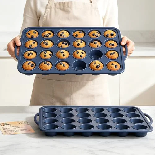 Fine Crafted 2 Pack Mini Silicone Muffin Pan with Frame 2 Count Efficient