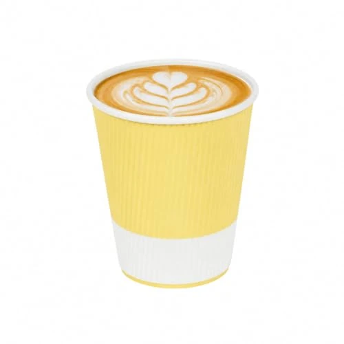 Optimized Ripple Wall Coffee Cups 500 Count 12 Ounce Insulated Light Yellow Paper Cups First-Class
