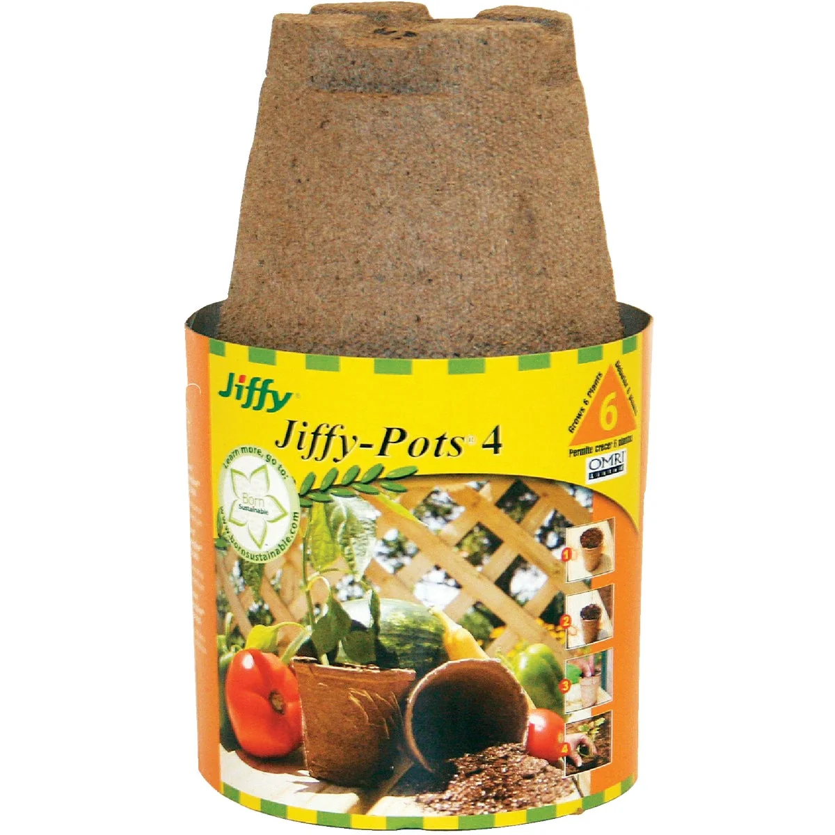 Green Jiffy 4 In. W. Round Peat Pot 6-Pack Crafted