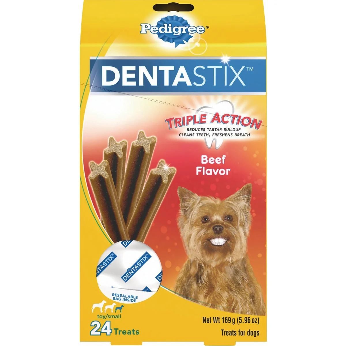 Organic Pedigree Dentastix Toy Dog Beef Flavor Dental Dog Treat 24-Pack Authentic