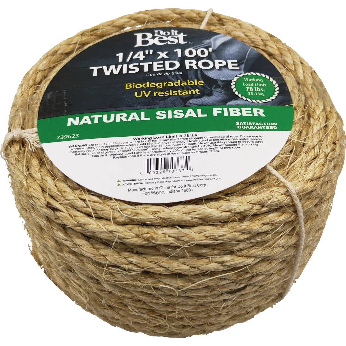 Luxury Do it 1 4 In. x 100 Ft. Natural Twisted Sisal Fiber Packaged Rope Lightweight