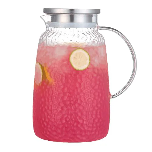 User-Friendly 105 Oz Borosilicate Glass Pitcher with Lid Fine Crafted